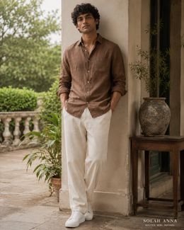 Brown Linen Shirt – product view 2 – Solah Anna