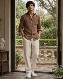 Brown Linen Shirt – product view 5 – Solah Anna