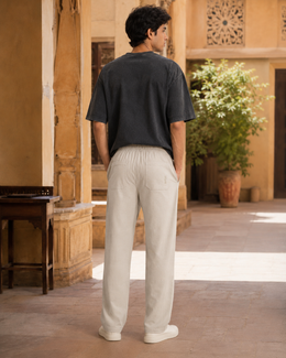 Back view of Solah Anna men’s cotton pants with two patch pockets